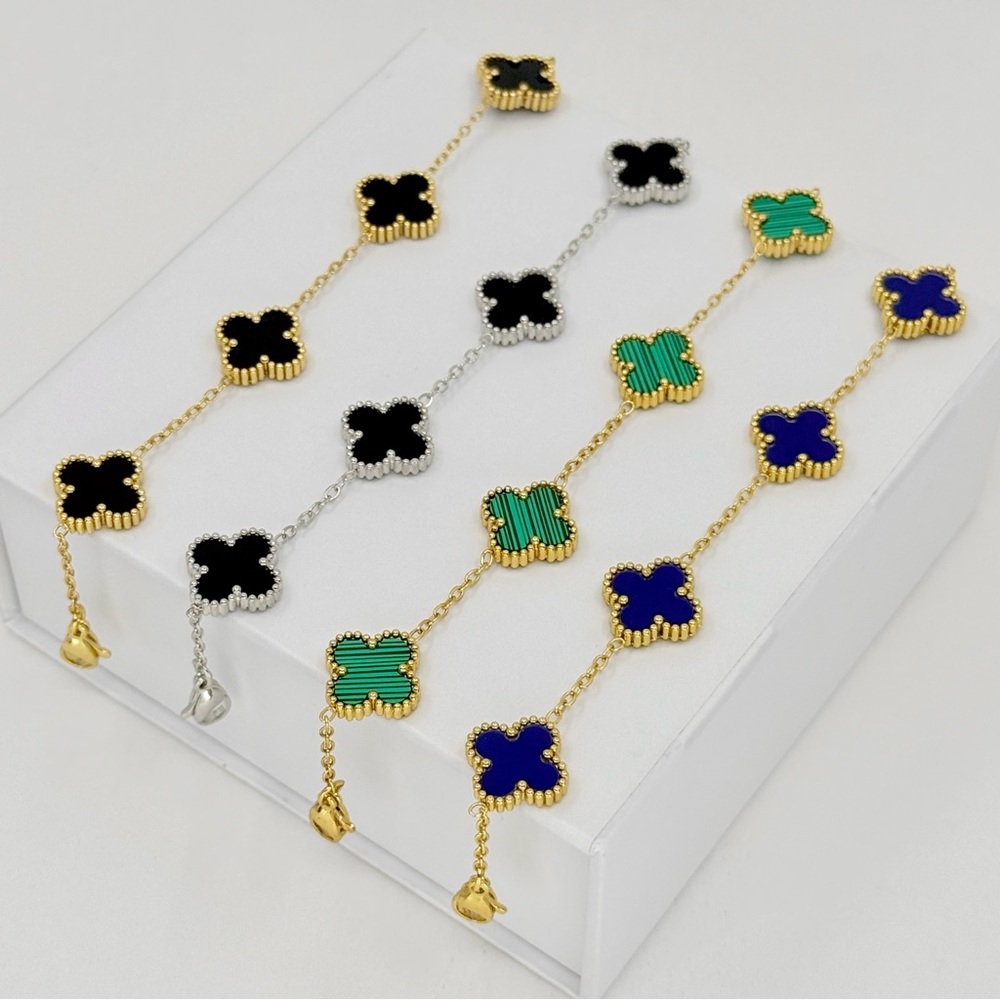 Royal Blue Clover Bracelet | Double Sided | Four Leaf - Picture 7 of 11